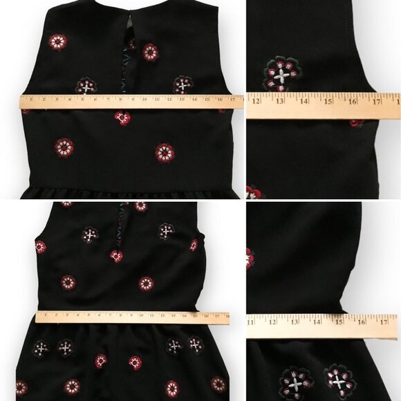Zara Sleeveless Black Shift Dress with Embroideries,   size M - Picture 12 of 15